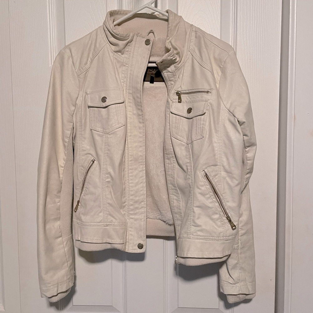 Cream bomber jacket